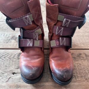Fly London Brick Leather Buckle Boots